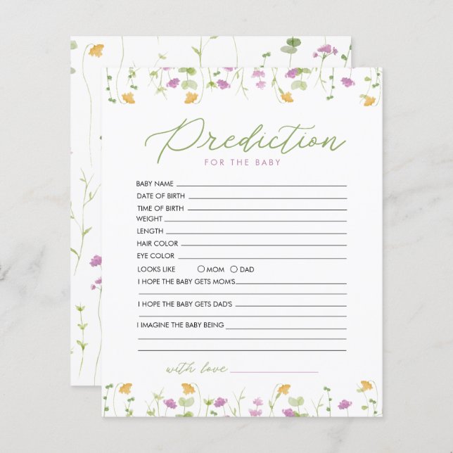 Yellow Pink Wildflower Prediction For Baby Game (Front/Back)