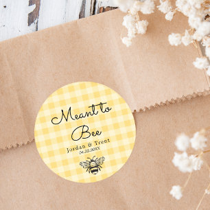Yellow Plaid Bee Wedding/ Shower Sticker