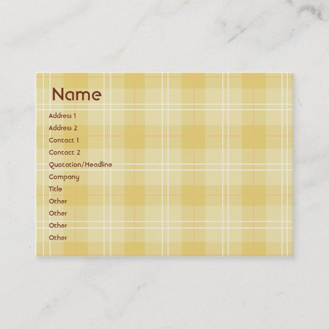 Yellow Plaid - Chubby Business Card (Front)