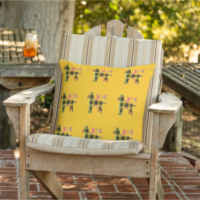 Yellow Plaid DOG Yellow   Cushion (Chair)