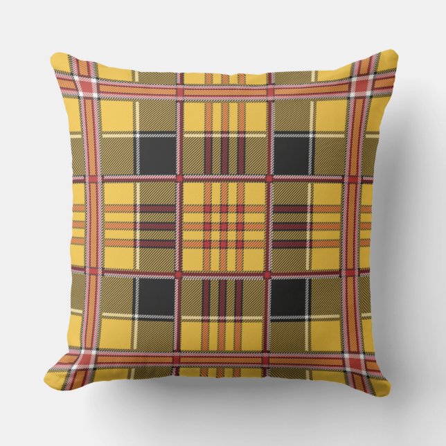 yellow plaid outdoor pillow (Front)