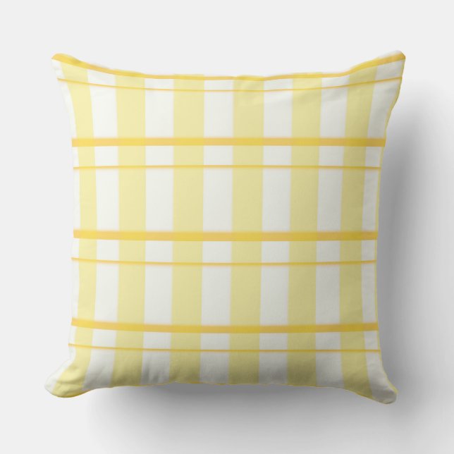Yellow Plaid Outdoor Pillow 20" x 20" (Front)