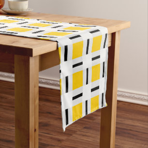 Yellow Plaid Pattern Long Table Runner