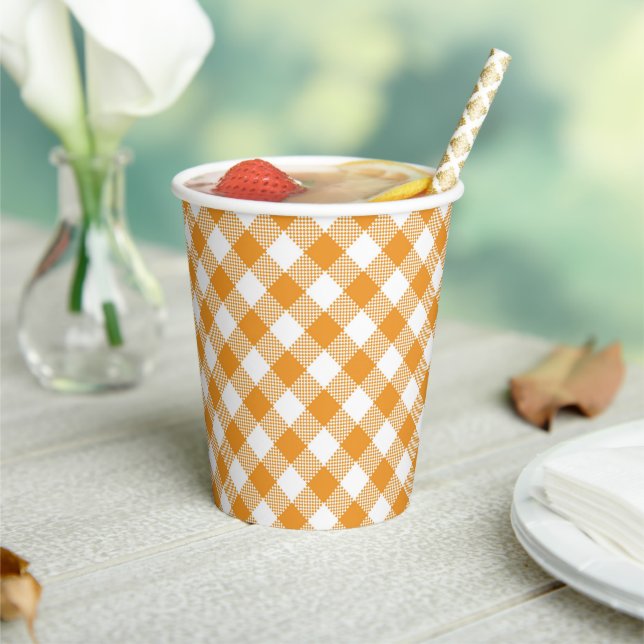 Yellow Plaid Pattern  Paper Cups (Insitu)
