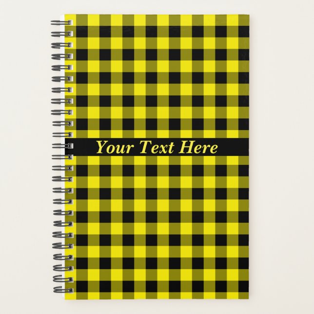 Yellow Plaid Planner with Custom Text (Front)