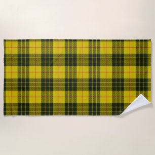 Yellow Plaid Tartan Beach Towel