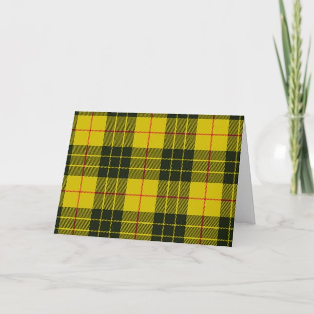 Yellow Plaid Tartan Thank You Card (Front)