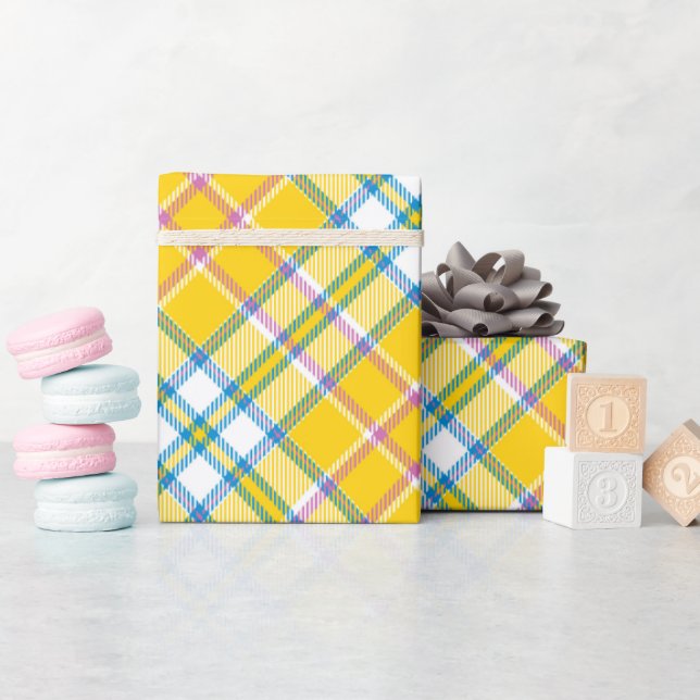 Yellow Plaid Wrapping Paper (Baby Shower)