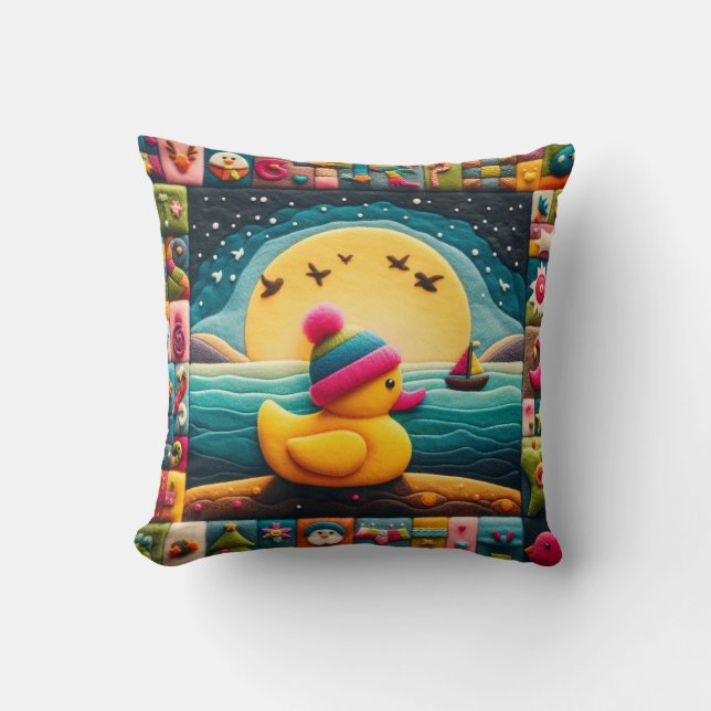 yellow Plastic duck  Cushion (Front)