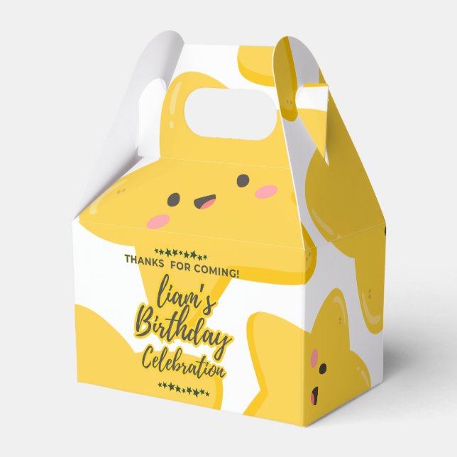 Yellow Playful star Birthday celebration Favour Box (Front Side)