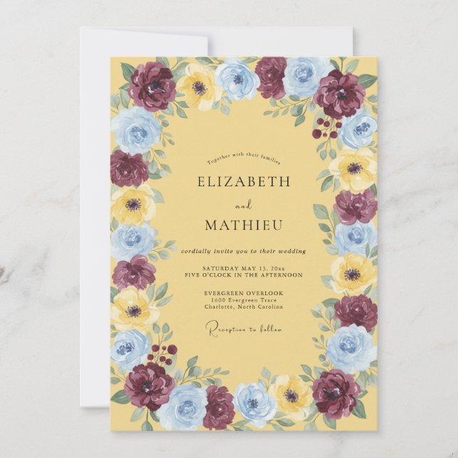 Yellow Plum Petal Wedding Invitation (Front)