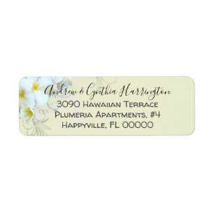 Yellow Plumeria Flourish Return Address Labels