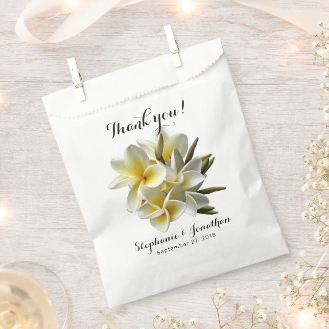 Yellow Plumeria Flowers Thank You Favour Bag (Clipped)