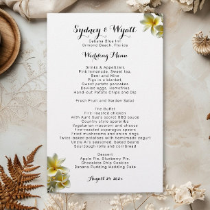 Yellow Plumeria Flowers Wedding Menu Template
