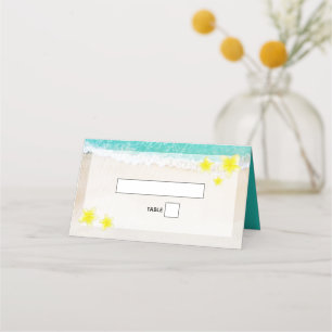 Yellow Plumeria Frangipani Tropical Beach Wedding Place Card