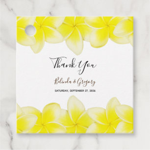 Yellow Plumeria Frangipani Wedding Gift Favour Tags