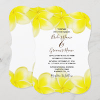 Yellow Plumeria Frangipani Wedding Invitations