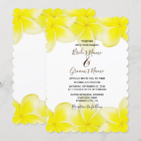 Yellow Plumeria Frangipani Wedding Invitations