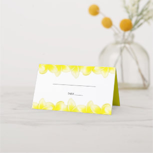 Yellow Plumeria Frangipani Wedding Place Card