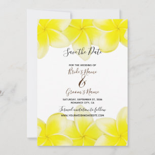 Yellow Plumeria Frangipani Wedding Save The Date