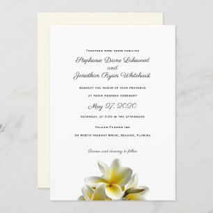Yellow Plumeria Hawaiian Wedding Invitation