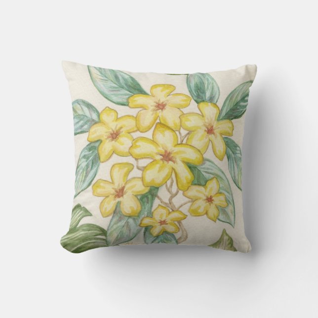 Yellow Plumeria pillow (Front)