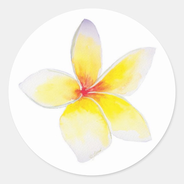 Yellow Plumeria Sticker (Front)