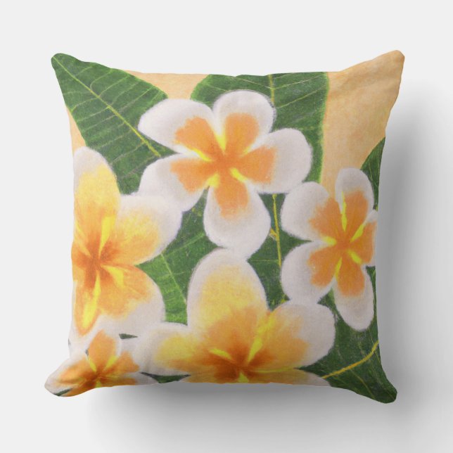 Yellow Plumerias throw pillow (Front)