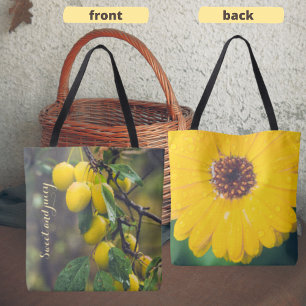 Yellow plums after rain  tote bag
