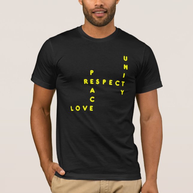 Yellow Plur = Peace Love Unity Respect T-Shirt (Front)