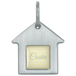 Yellow Poka Dots Pet ID Tag