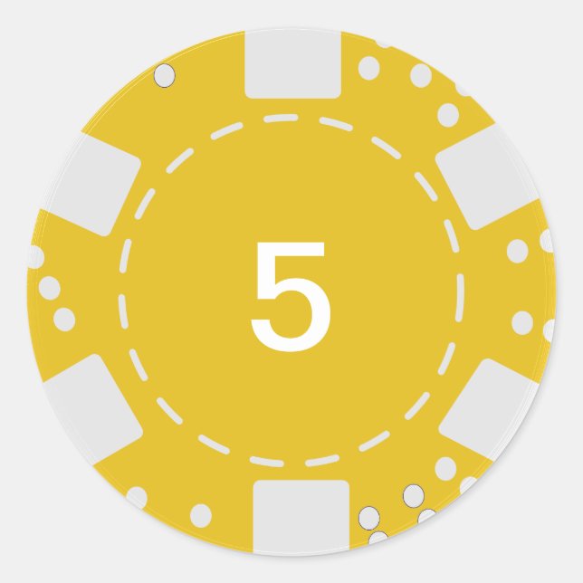 Yellow Poker Chip Classic Round Sticker (Front)