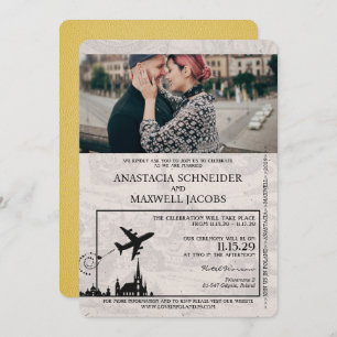 Yellow Poland Passport Wedding Invitation