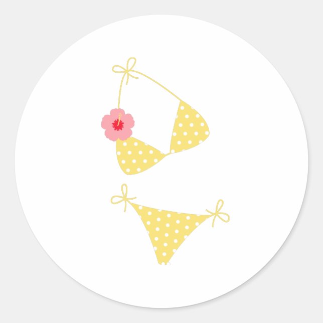 Yellow Polka Dot Bikini Classic Round Sticker (Front)