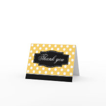 Yellow Polka Dot Black Frame Thank You card