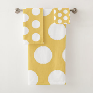 Yellow Polka Dot Design Bath Towel Set