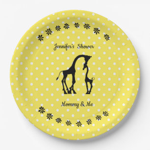 Yellow Polka Dot Giraffe Baby Shower Plates