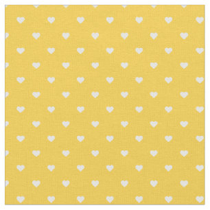 Yellow Polka Dot Hearts Fabric