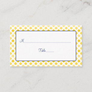 Yellow Polka Dot Navy Blue Wedding Place Cards
