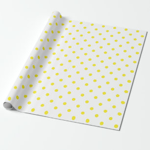 Yellow Polka Dot on White Large Space Wrapping Paper