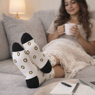 Yellow Polka Dot Pattern Black Outline Socks