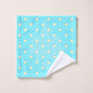 Yellow polka dots and lavender purple wash cloth