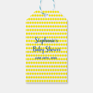 Yellow Polka Dots Blue White Baby Shower Cute 2021 Gift Tags