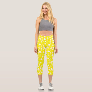 Yellow Polka Dots Capri Leggings