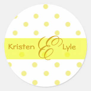 Yellow polka dots monogram stickers