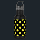 Yellow polka dots on black backgound 532 ml water bottle<br><div class="desc">Yellow polka dots on black backgound</div>