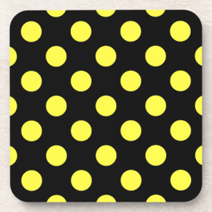 Yellow polka dots on black backgound coaster