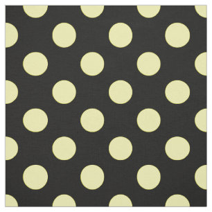 Yellow polka dots on black backgound fabric