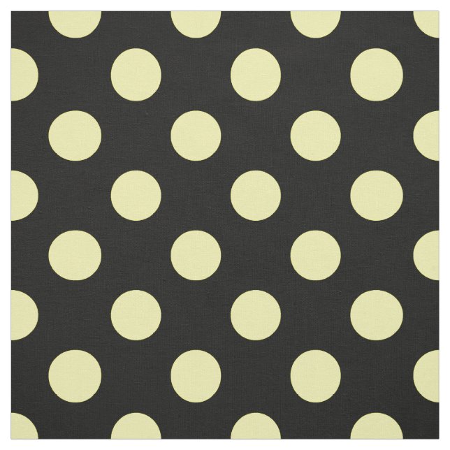 Yellow polka dots on black backgound fabric (Swatch)