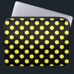 Yellow polka dots on black backgound laptop sleeve<br><div class="desc">Yellow polka dots on black backgound</div>